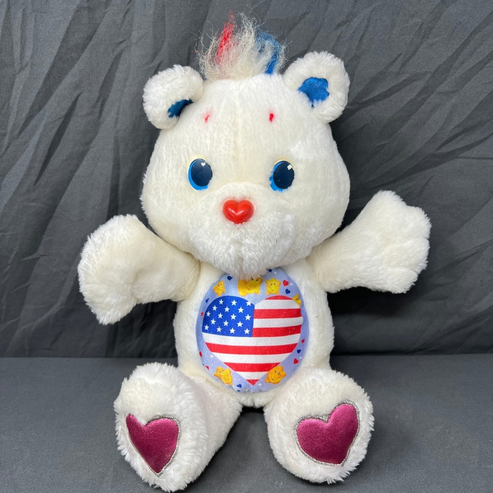 Vtg Care Bears Patriotic Proud Heart Bear Plush 12 Inch Kenner 1991 Stuffed Toy